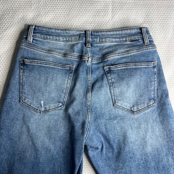 Socialthreads x Risen Jeans Women's 5/27 Blue Distressed Cropped Wide Leg Jeans - Picture 7 of 8